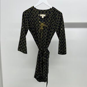 MICHAEL Michael Kors Black and Gold Belted Dress